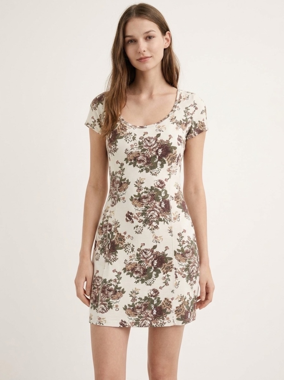 Aritzia Talula Y2K Vintage Floral Bodycon Jersey Knit Mini Dress Sz XS